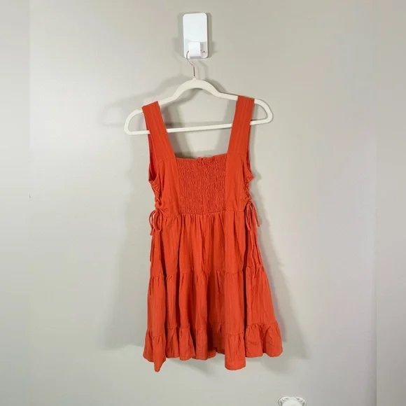Lost + Wander • NWT Orange Miss Marmalade Tiered Mini Dress Sz XS Smocked - Picture 14 of 16